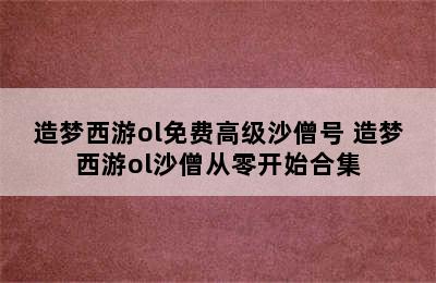 造梦西游ol免费高级沙僧号 造梦西游ol沙僧从零开始合集